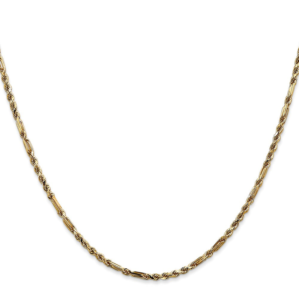 14K Yellow Gold 2.25mm Diamond-Cut Milano Rope With Lobster Clasp Chain Necklace