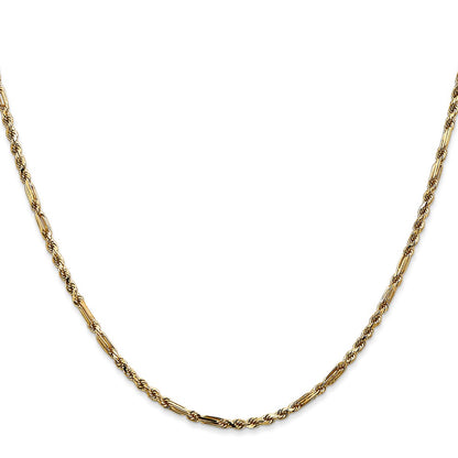 14K Yellow Gold 2.25mm Diamond-Cut Milano Rope With Lobster Clasp Chain Necklace
