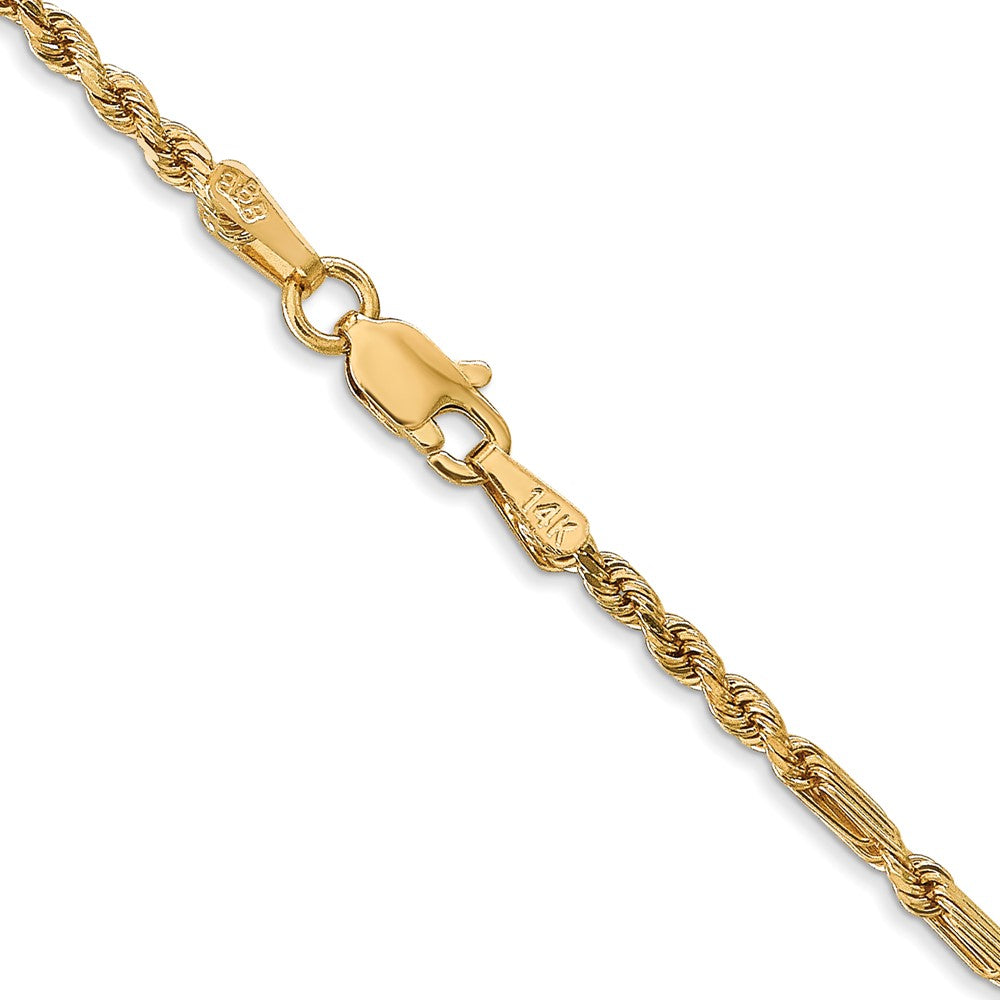 14K Yellow Gold 2.25mm Diamond-Cut Milano Rope With Lobster Clasp Chain Necklace