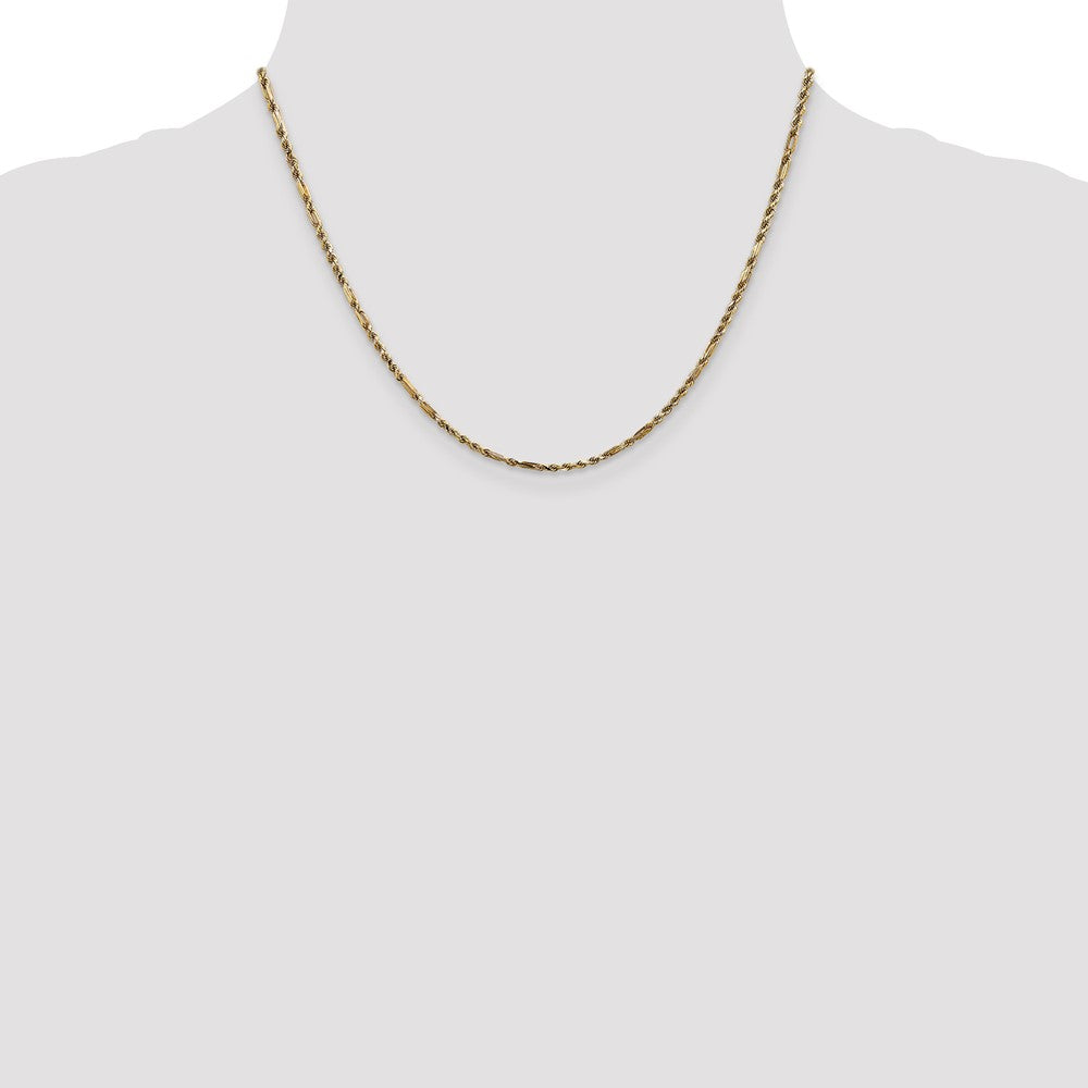 14K Yellow Gold 2.25mm Diamond-Cut Milano Rope With Lobster Clasp Chain Necklace
