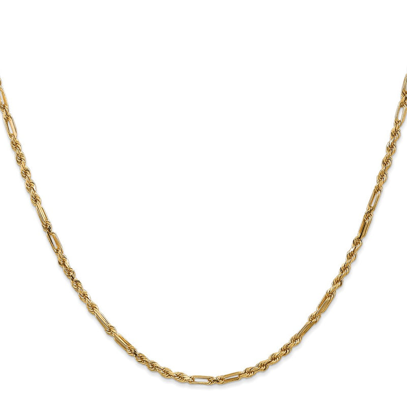 14K Yellow Gold 16 Inch 2.5mm Diamond-Cut Milano Rope With Lobster Clasp Chain Necklace