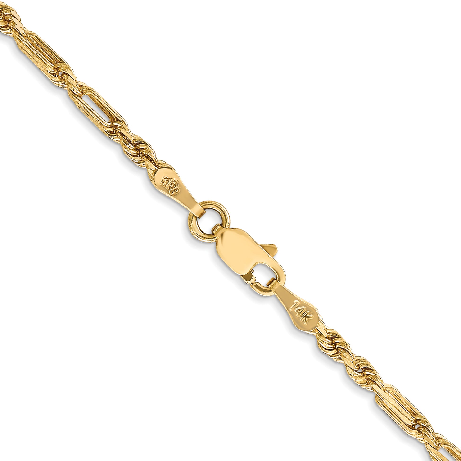 14K Yellow Gold 2.5mm Diamond-Cut Milano Rope With Lobster Clasp Chain Necklace