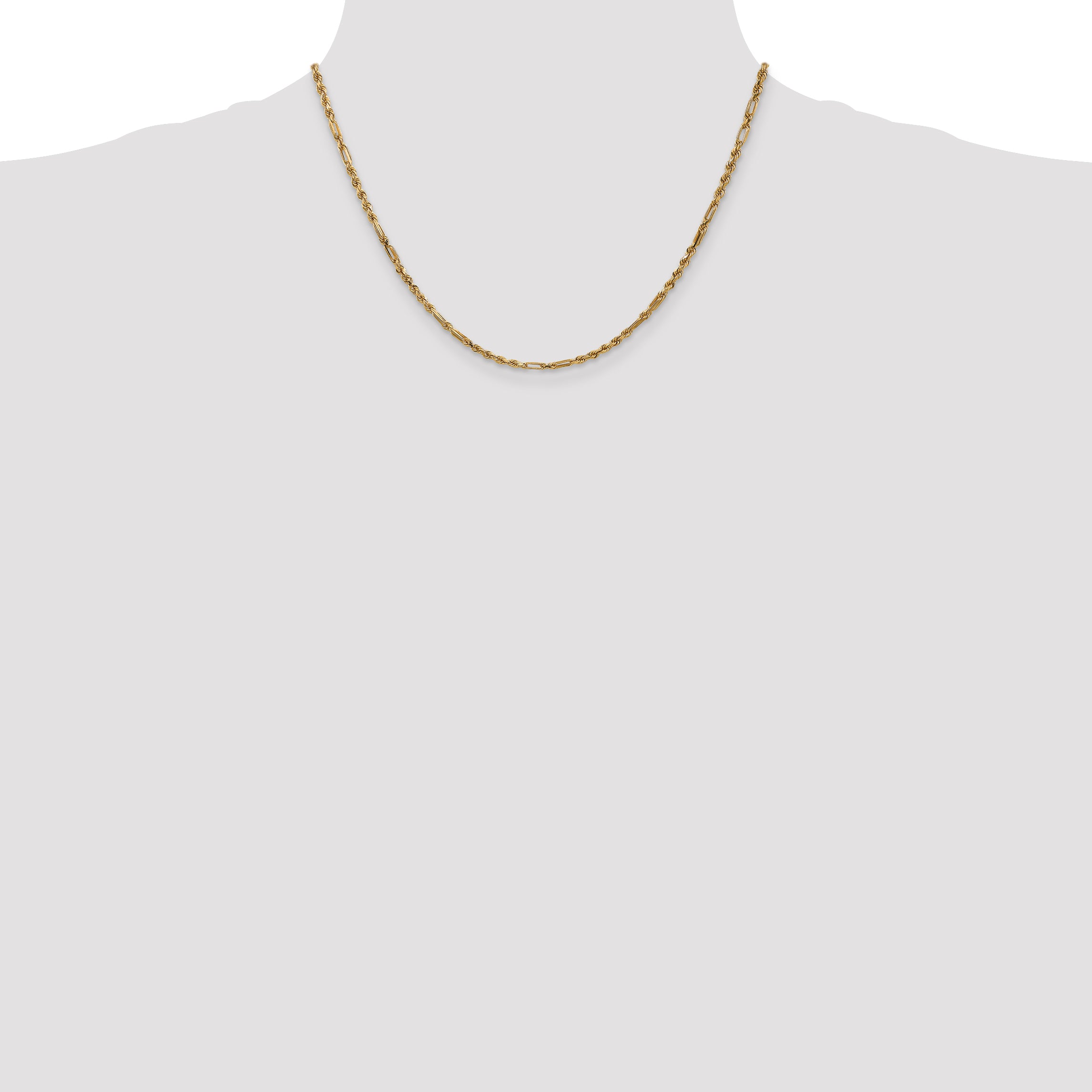 14K Yellow Gold 2.5mm Diamond-Cut Milano Rope With Lobster Clasp Chain Necklace
