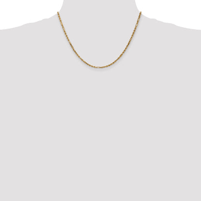 14K Yellow Gold 2.5mm Diamond-Cut Milano Rope With Lobster Clasp Chain Necklace