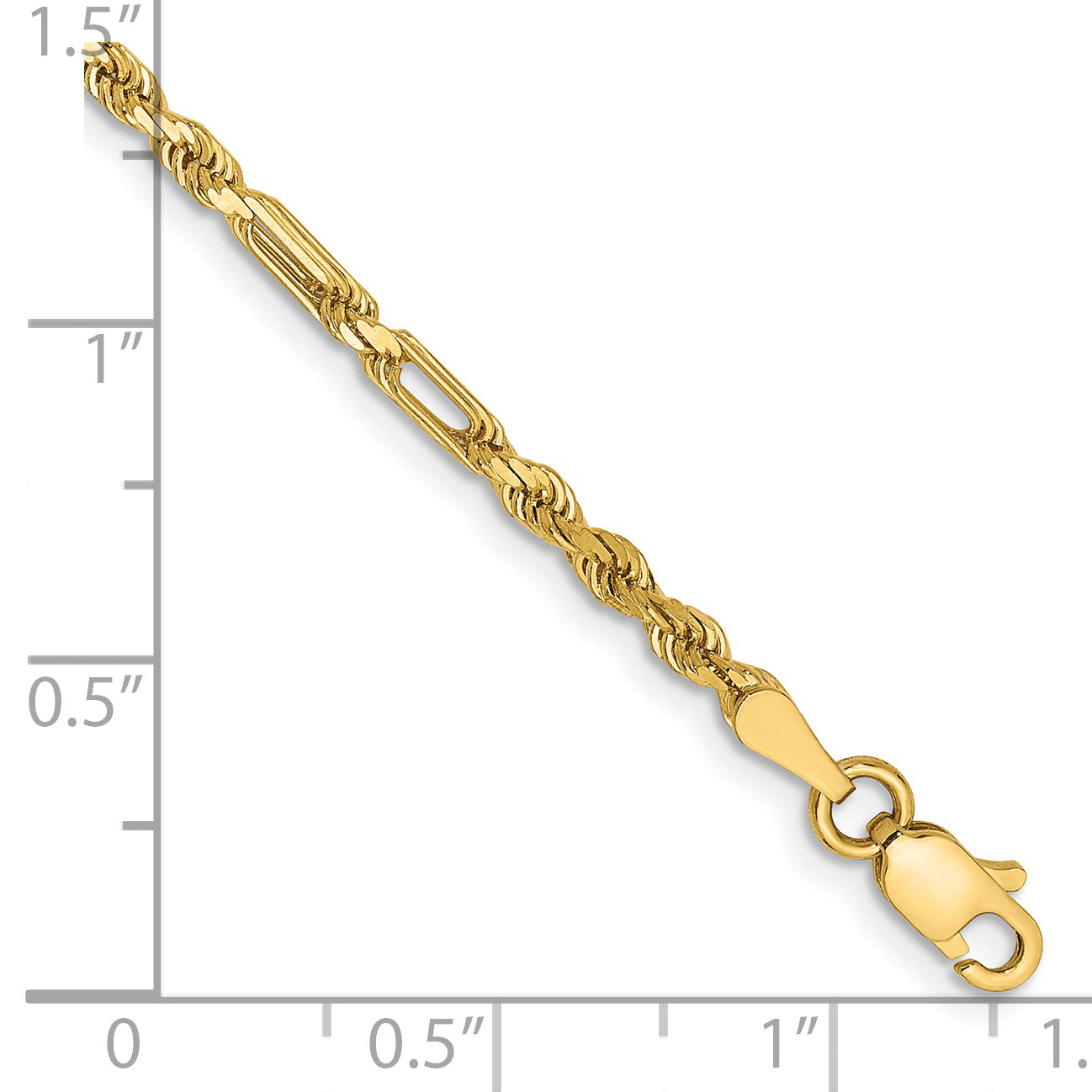 14K Yellow Gold 7 Inch 2.5mm Diamond-Cut Milano Rope With Lobster Clasp Chain