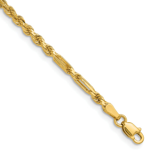 7 Inch 14K 2.75mm D/C Milano Rope Chain