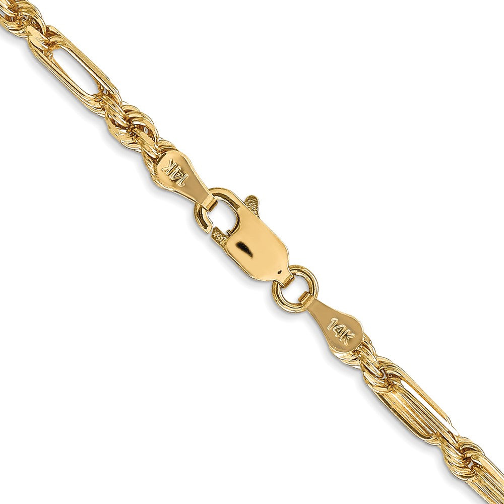 14K Yellow Gold 18 Inch 3mm Diamond-Cut Milano Rope With Lobster Clasp Chain Necklace
