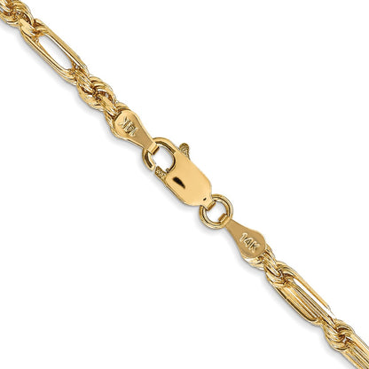 14K Yellow Gold 18 Inch 3mm Diamond-Cut Milano Rope With Lobster Clasp Chain Necklace