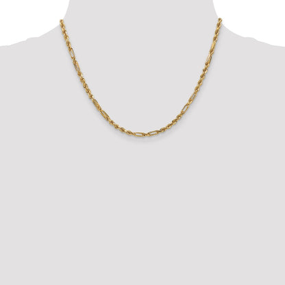 14K Yellow Gold 18 Inch 3mm Diamond-Cut Milano Rope With Lobster Clasp Chain Necklace