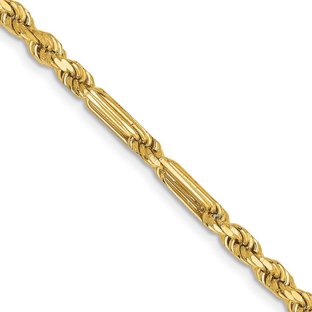 14K Yellow Gold 18 Inch 3mm Diamond-Cut Milano Rope With Lobster Clasp Chain Necklace