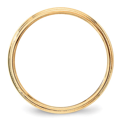 18k Yellow Gold 3mm Lightweight Milgrain Half Round Wedding Band Ring