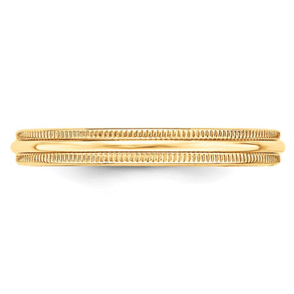 18k Yellow Gold 3mm Lightweight Milgrain Half Round Wedding Band Ring