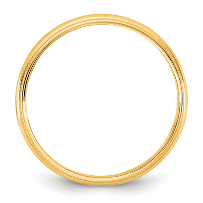 10K Yellow Gold 10Ky 3.5mm Ltw Milgrain Half Round Band Size 10