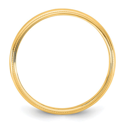10K Yellow Gold 10Ky 3.5mm Lightweight Milgrain Half Round Band Size 10.5