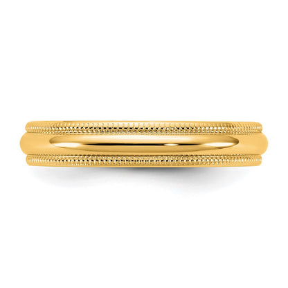 10K Yellow Gold 10Ky 3.5mm Lightweight Milgrain Half Round Band Size 8.5