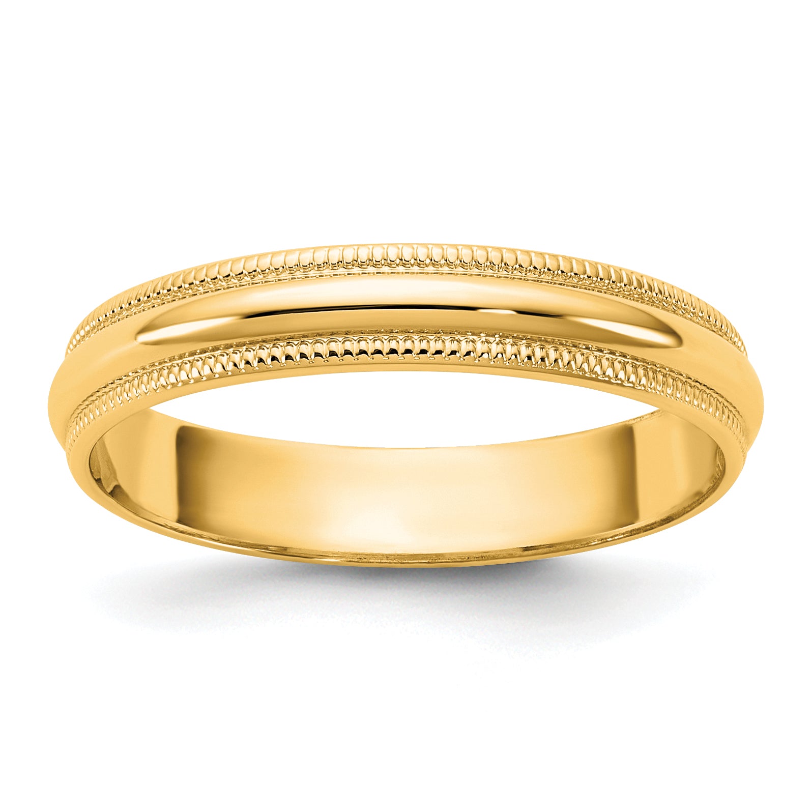 10K Yellow Gold 10Ky 3.5mm Ltw Milgrain Half Round Band Size 10