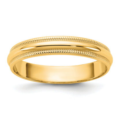 10K Yellow Gold 10Ky 3.5mm Ltw Milgrain Half Round Band Size 10