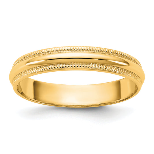 10K Yellow Gold 10Ky 3.5mm Ltw Milgrain Half Round Band Size 10