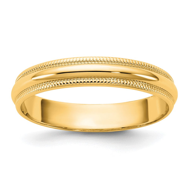 10K Yellow Gold 10Ky 3.5mm Lightweight Milgrain Half Round Band Size 6