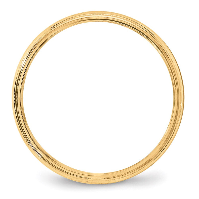 14k Yellow Gold 4mm Lightweight Milgrain Half Round Wedding Band Ring