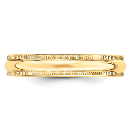 18k Yellow Gold 4mm Lightweight Milgrain Half Round Wedding Band Ring