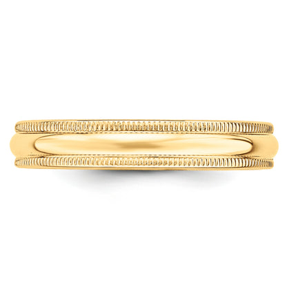 Solid 14K Yellow Gold 4mm Light Weight Milgrain Half Round Men's/Women's Wedding Band Ring Size 10