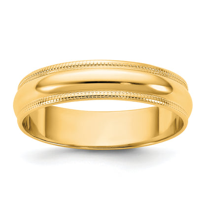 10K Yellow Gold 10Ky 4.5mm Ltw Milgrain Half Round Band Size 5.5
