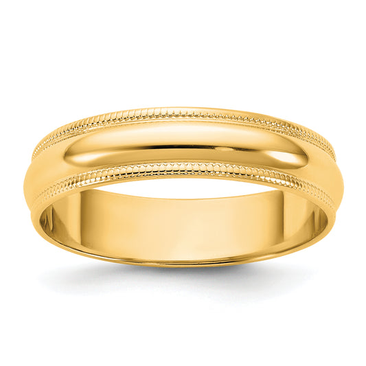 10K Yellow Gold 10Ky 4.5mm Ltw Milgrain Half Round Band Size 5.5