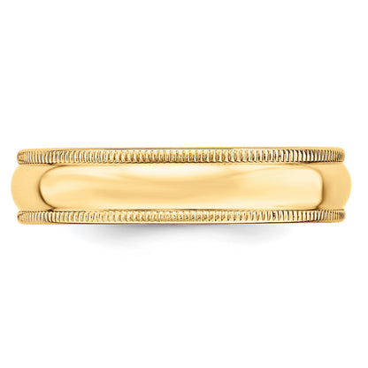 Solid 14K Yellow Gold 5mm Light Weight Milgrain Half Round Men's/Women's Wedding Band Ring Size 12.5