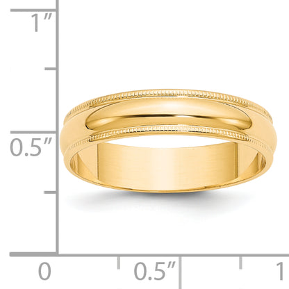 Solid 14K Yellow Gold 5mm Light Weight Milgrain Half Round Men's/Women's Wedding Band Ring Size 12.5