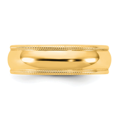 10K Yellow Gold 10Ky 5.5mm Ltw Milgrain Half Round Band Size 6