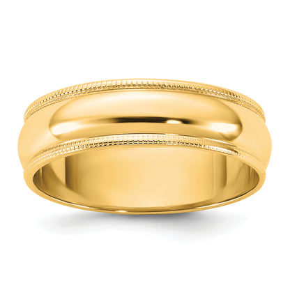 10K Yellow Gold 10Ky 5.5mm Ltw Milgrain Half Round Band Size 6