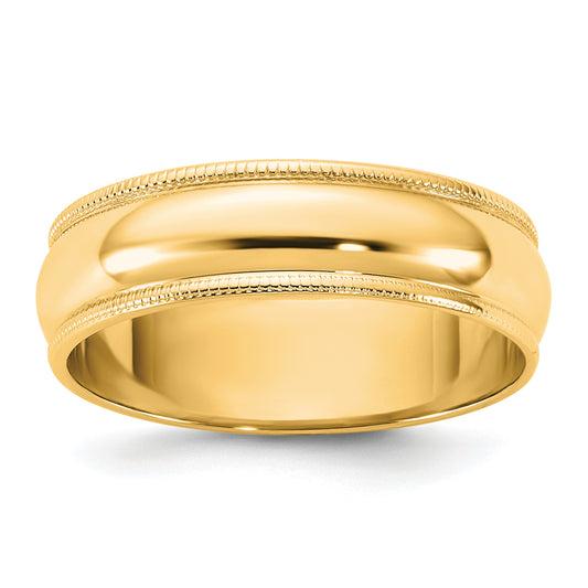 10K Yellow Gold 10Ky 5.5mm Ltw Milgrain Half Round Band Size 6