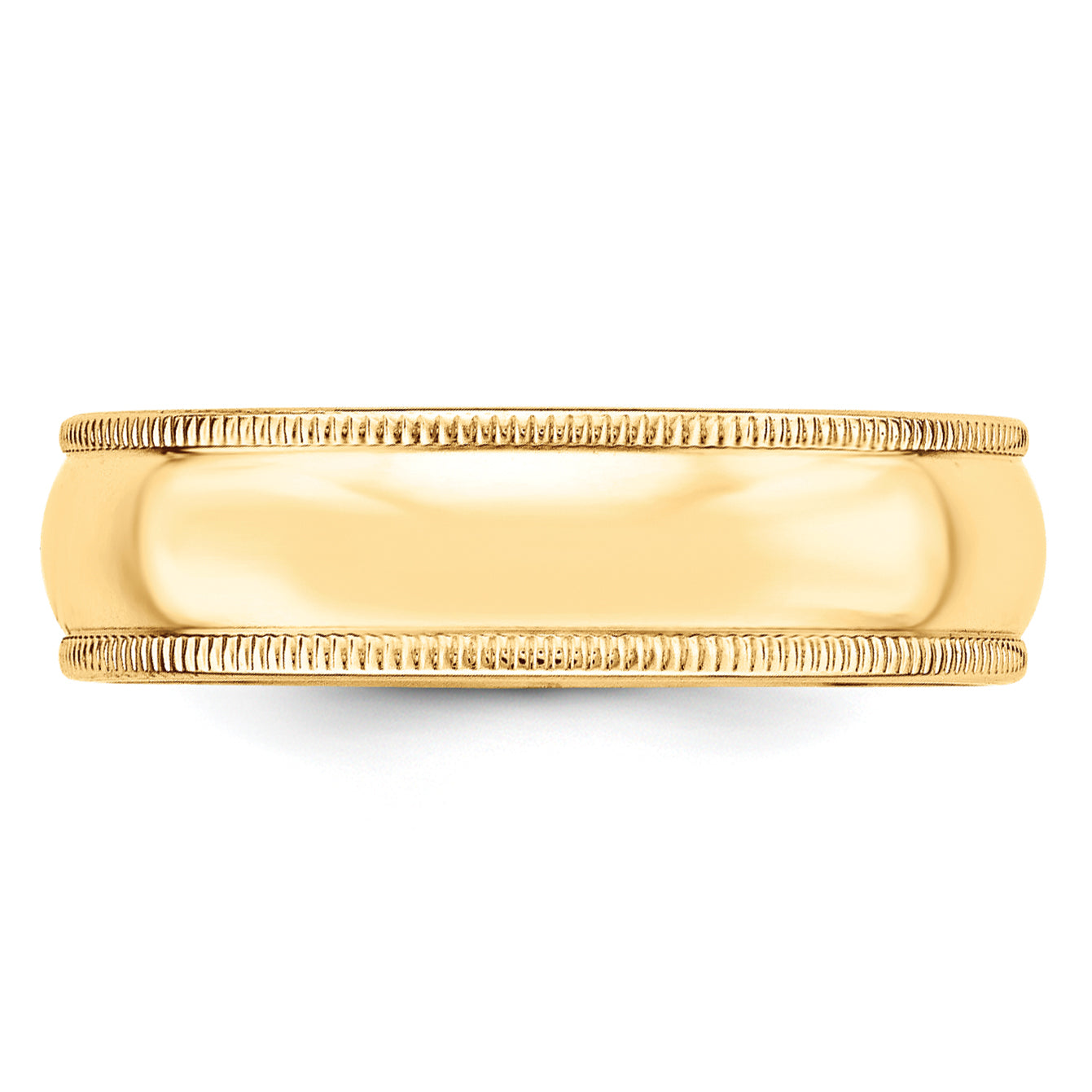 Solid 14K Yellow Gold 6mm Light Weight Milgrain Half Round Men's/Women's Wedding Band Ring Size 12