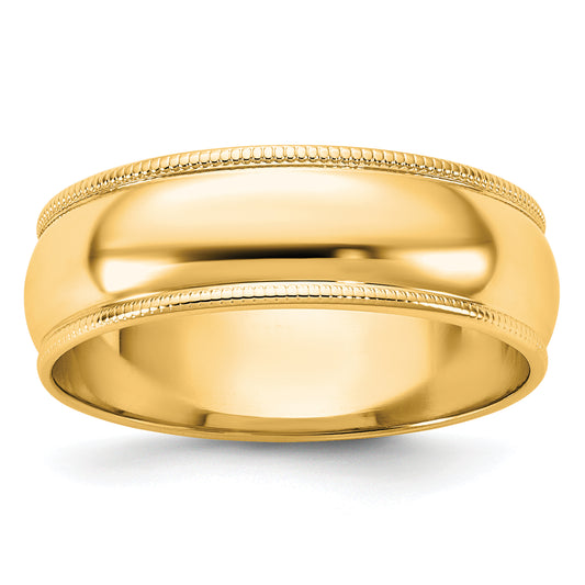 Solid 14K Yellow Gold 6mm Light Weight Milgrain Half Round Men's/Women's Wedding Band Ring Size 10