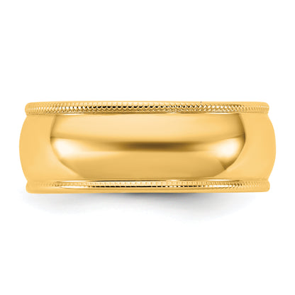 10K Yellow Gold 10Ky 7mm Ltw Milgrain Half Round Band Size 5.5