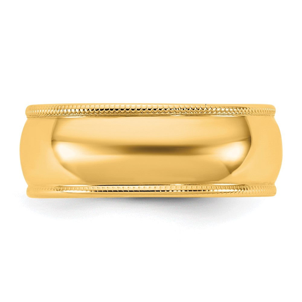 10K Yellow Gold 10Ky 7mm Lightweight Milgrain Half Round Band Size 8.5