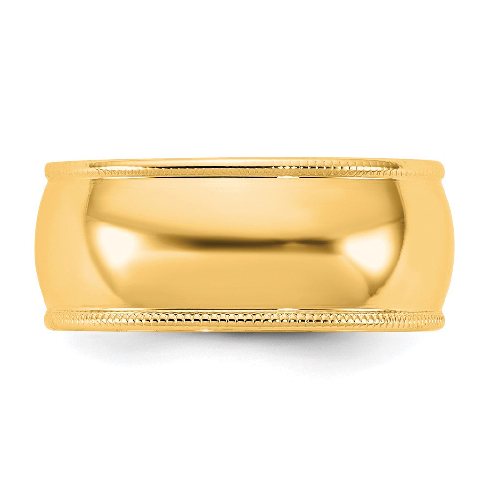 10K Yellow Gold 10Ky 8mm Lightweight Milgrain Half Round Band Size 8.5