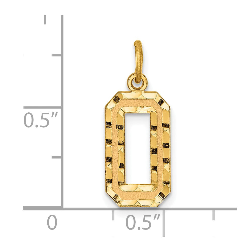 14k Yellow Gold 14k Medium Diamond-cut Number 0 Charm