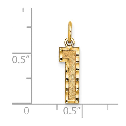 14K Yellow Gold Medium Diamond-Cut Number 1 Charm