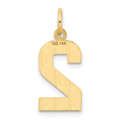 14K Yellow Gold Medium Diamond-Cut Number 2 Charm