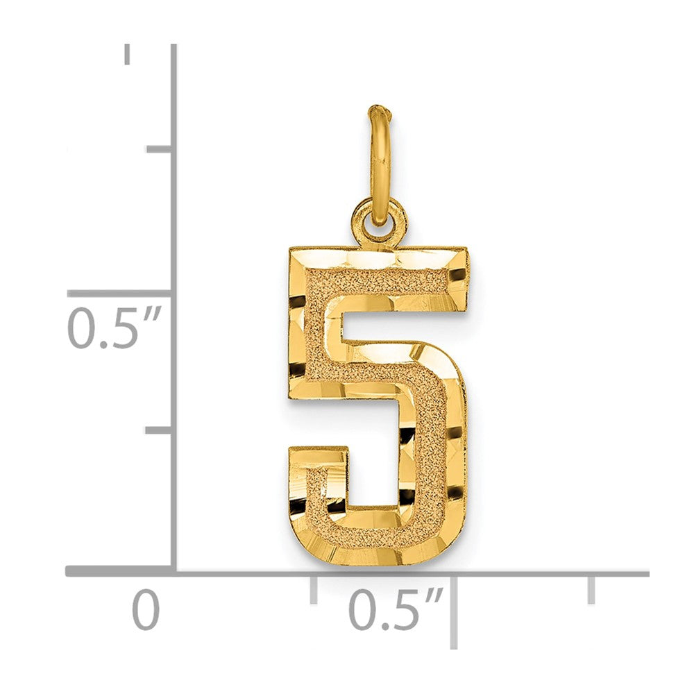 14K Yellow Gold Medium Diamond-Cut Number 5 Charm