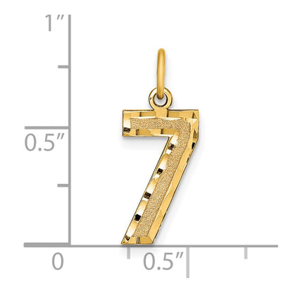 14K Yellow Gold Medium Diamond-Cut Number 7 Charm