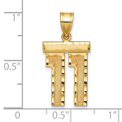 14k Yellow Gold Medium Diamond-cut Number 11 Charm