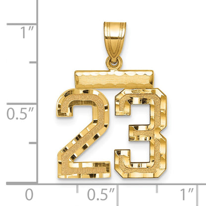 14k Yellow Gold Medium Diamond-cut Number 23 Charm