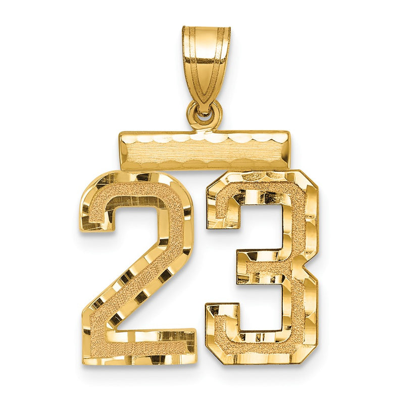 14k Yellow Gold Medium Diamond-cut Number 23 Charm