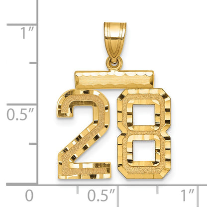 14k Yellow Gold Medium Diamond-cut Number 28 Charm