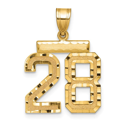 14k Yellow Gold Medium Diamond-cut Number 28 Charm