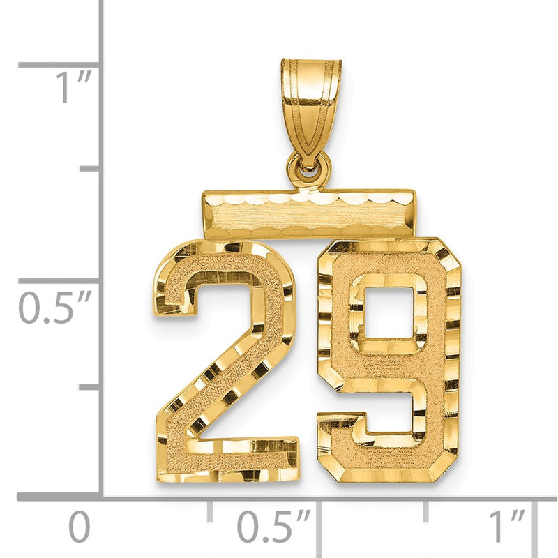 14k Yellow Gold Medium Diamond-cut Number 29 Charm