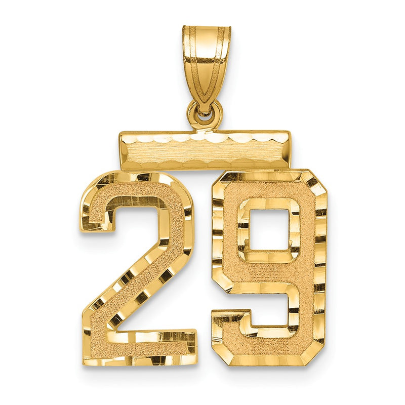 14k Yellow Gold Medium Diamond-cut Number 29 Charm